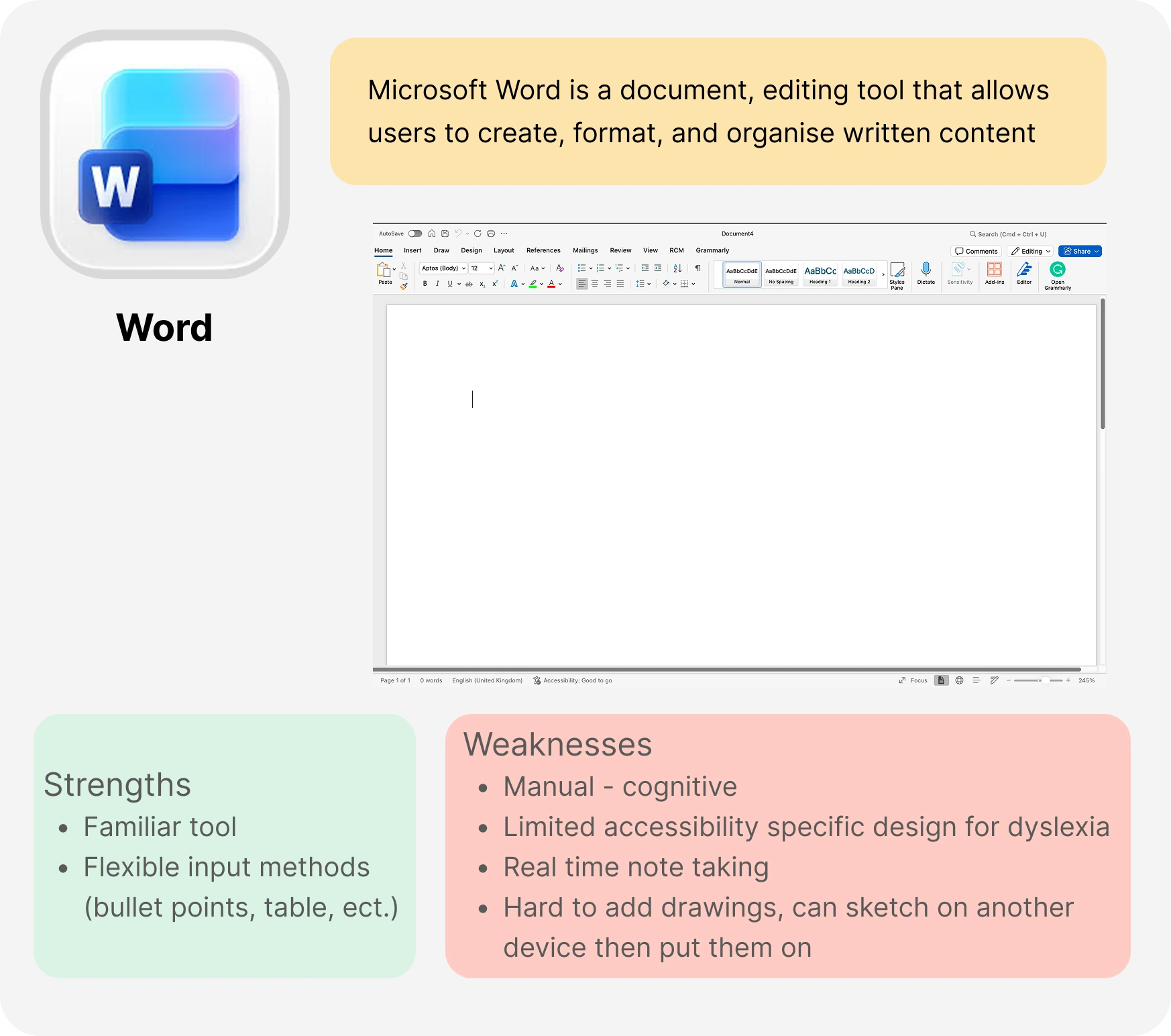 Microsoft Word competitive analysis