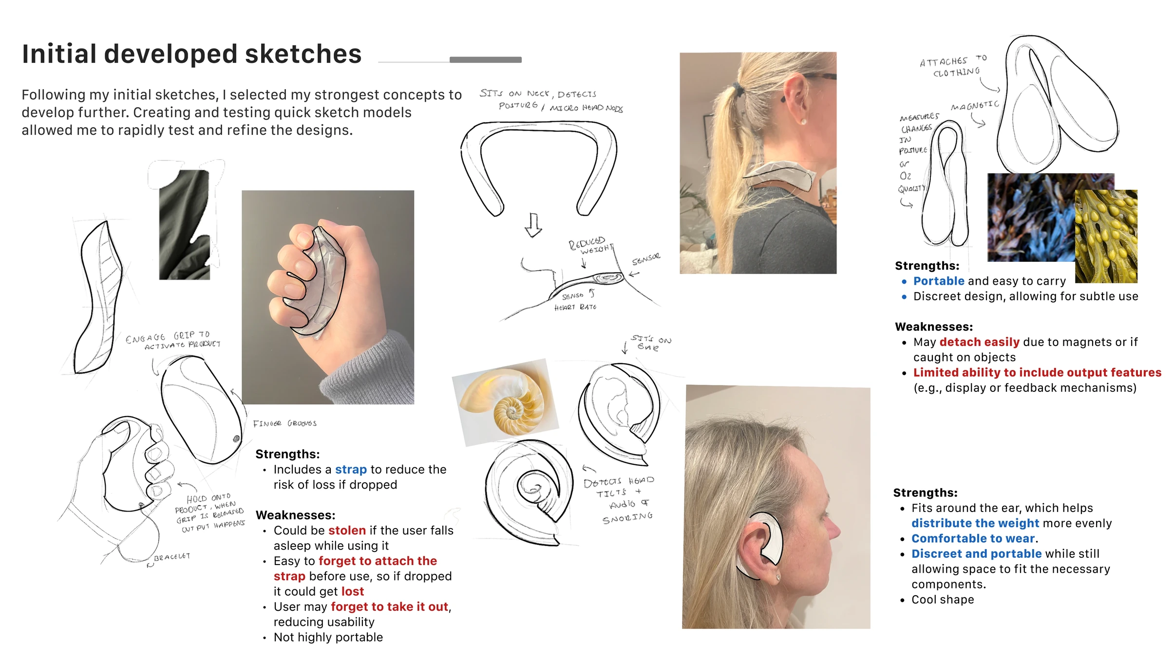 Initial developed sketches — multiple body placements