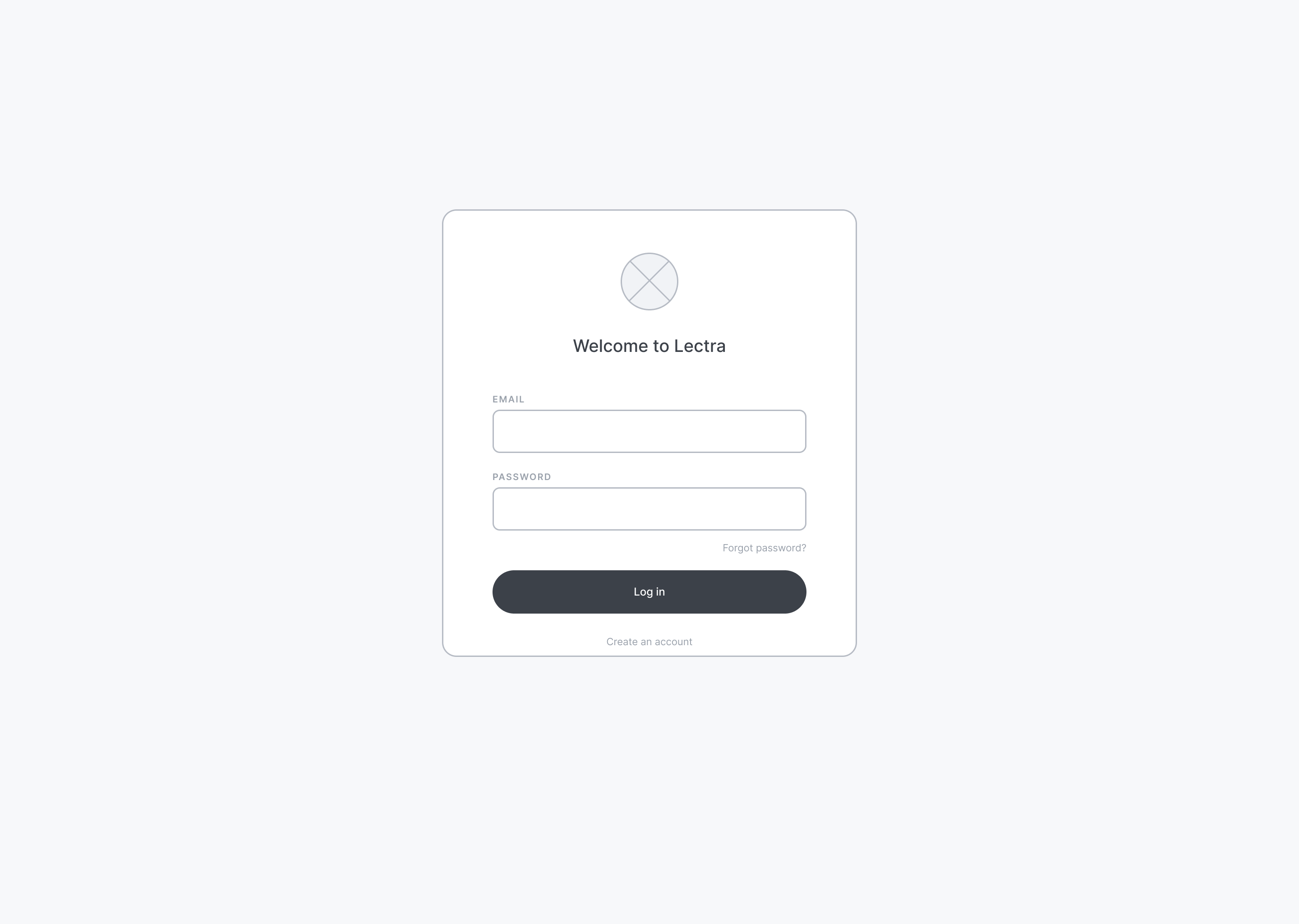 Log in screen wireframe